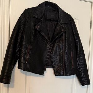 Marc New York, Ladies, Black Quilted Black Leather Jacket. Large. NEW